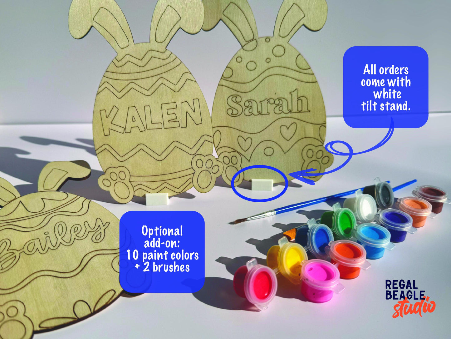Large Personalized Easter Egg with Bunny Ears, Easter Paint Kit, Kids Paint Kit, Easter Craft For Kids, Custom Easter Gift