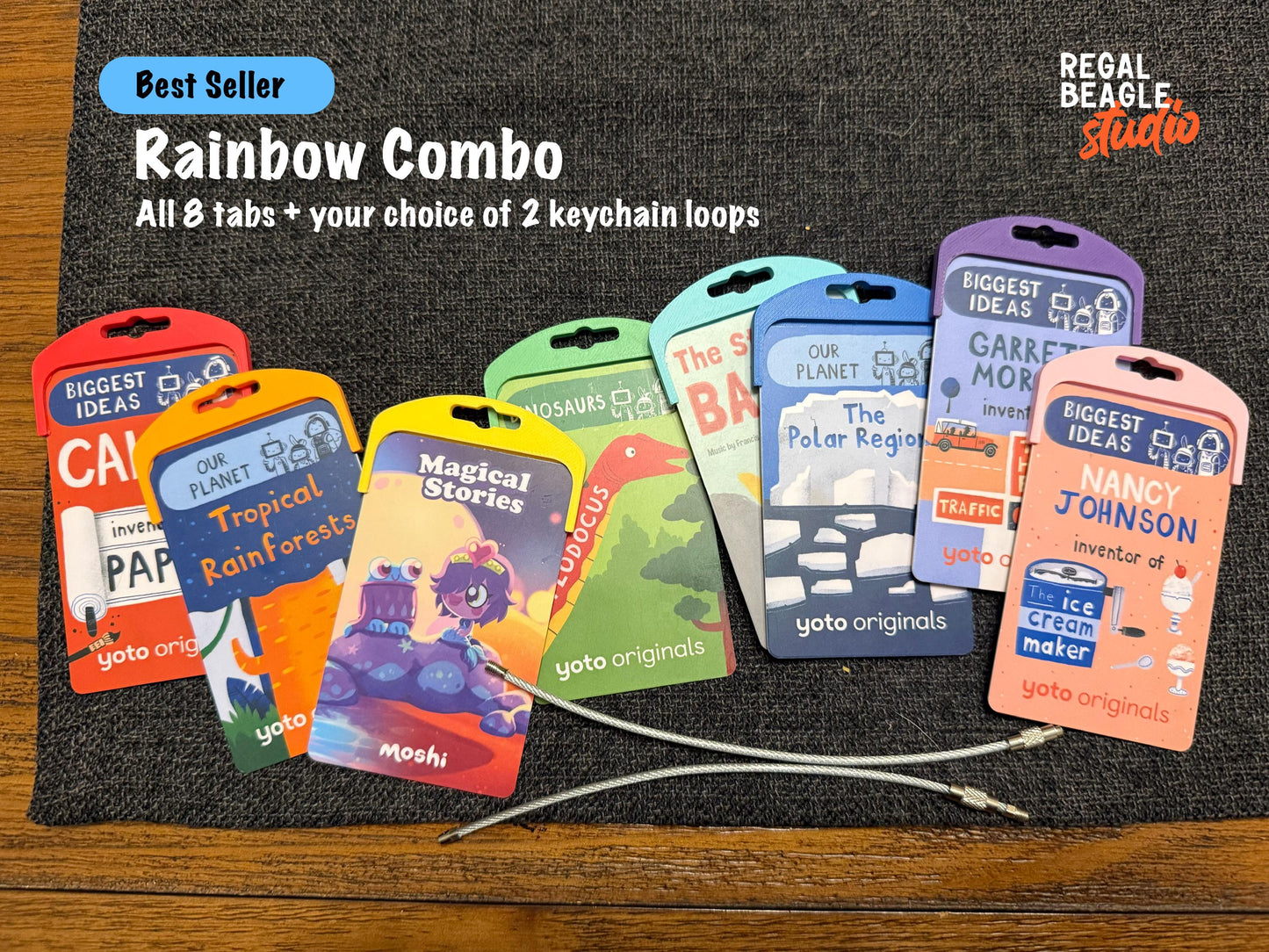 Vertical Yoto Card Holder, Keyring Holder Bundle, Reusable Tabs V2 :-)