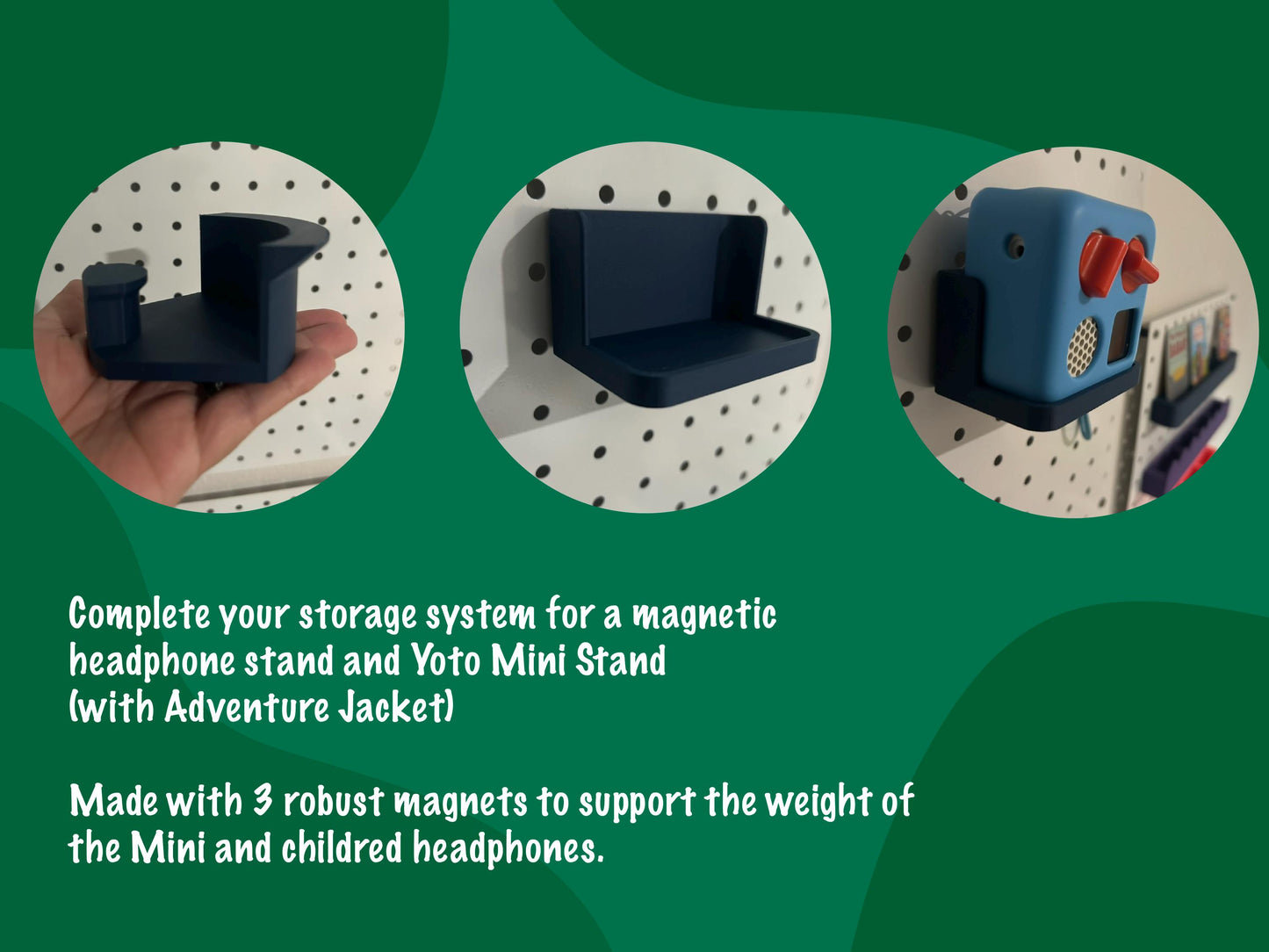 Yoto Card Magnetic Wall Mount Rail, Display Shelf, Card Storage Solution, Headphone and Mini Stand, Scalloped Card Holder