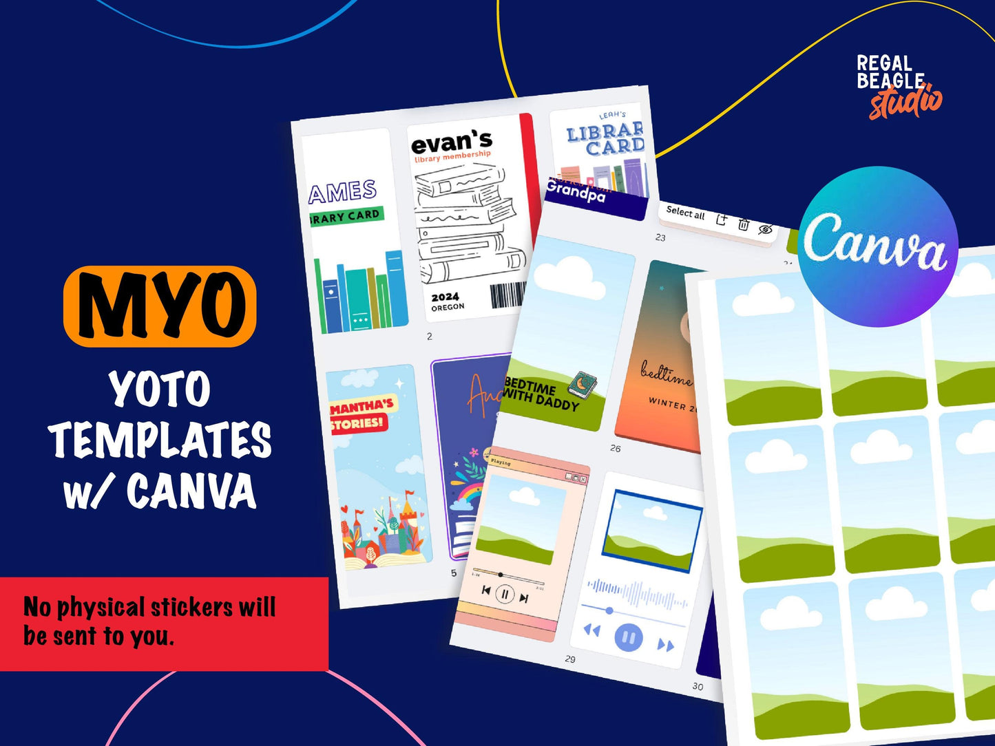 MYO Yoto Cards Canva Template: Printable Stickers for Make Your Own Yoto Cards, 90+ Editable Text Designs