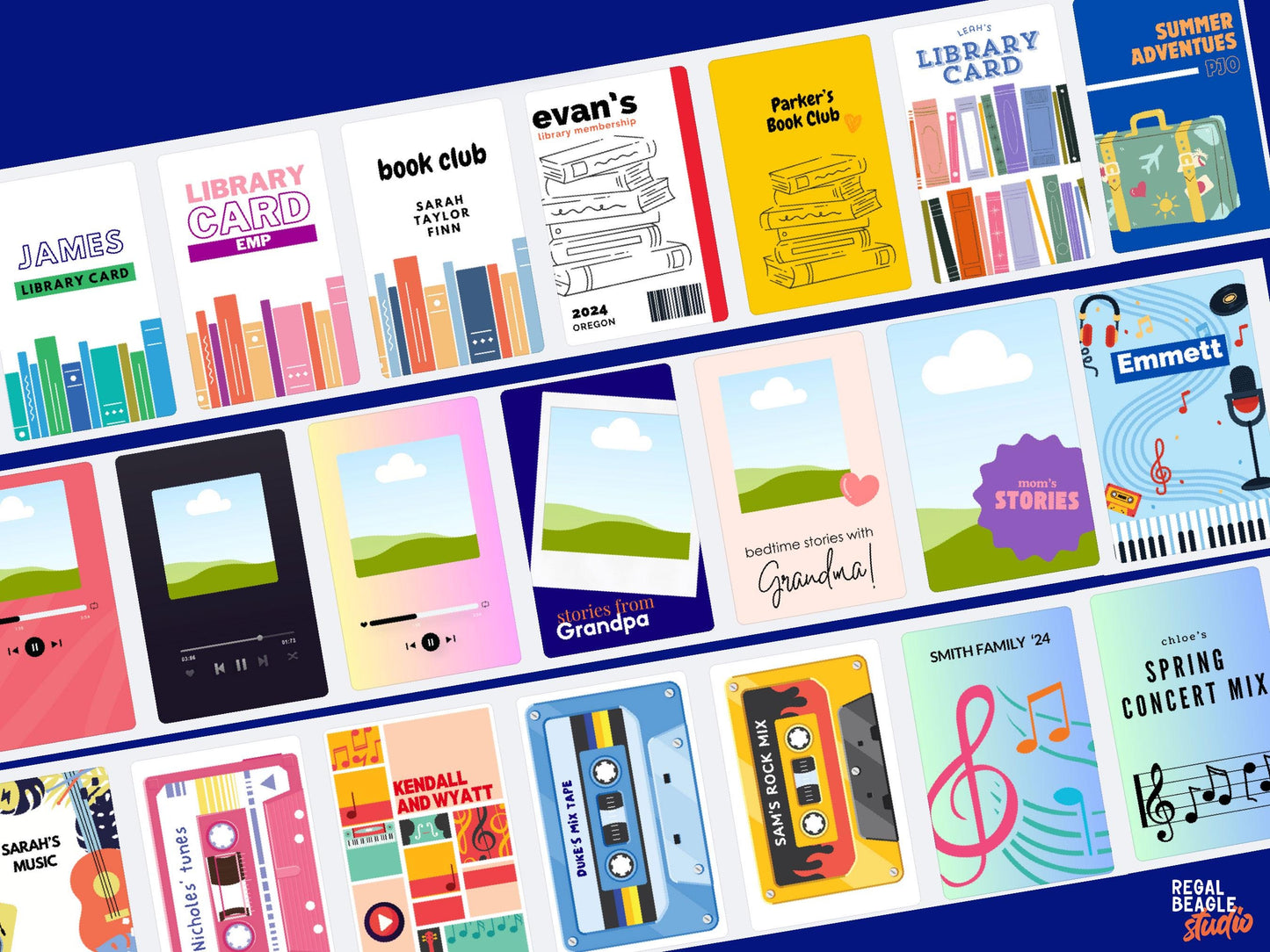 MYO Yoto Cards Canva Template: Printable Stickers for Make Your Own Yoto Cards, 90+ Editable Text Designs